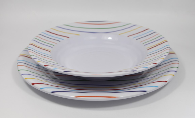 VIA MONDO Set piatti STRIPES in melamina antiscivolo (8 pz) - immagine 2