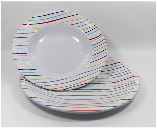 VIA MONDO set piatti in melamina fantasia STRIPES 8 pezzi